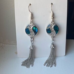 Hand-made Silver and Blue Dangle Earrings